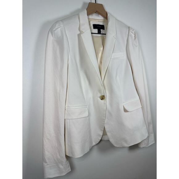 J.Crew Puff‑sleeve Blazer in Stretchy Cotton (A2107) in Ivory, Size 8 - Picture 5 of 8